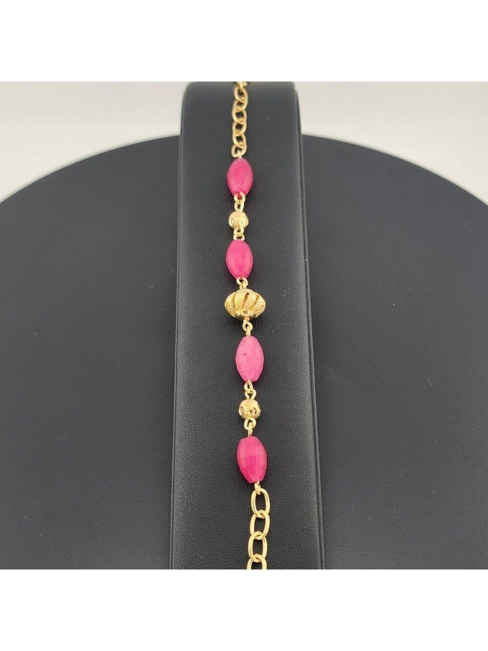 Elegant Brazilian 18K Gold Filled Bracelet with Beautiful Pink Beads